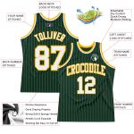 Custom Team Basketball Jersey - Personalized Hunter Green White-Gold Pinstripe with Name and Number Personalized Hunter Green