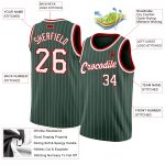 Custom Name Number Authentic Basketball Jersey Hunter Green White Pinstripe Red Team Edition Personalized Hunter Green White