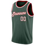 Custom Name Number Authentic Basketball Jersey Hunter Green White Pinstripe Red Team Edition Personalized Hunter Green White