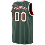 Custom Name Number Authentic Basketball Jersey Hunter Green White Pinstripe Red Team Edition Personalized Hunter Green White