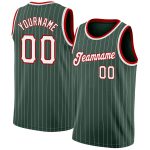 Custom Name Number Authentic Basketball Jersey Hunter Green White Pinstripe Red Team Edition Personalized Hunter Green White
