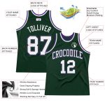 Personalized Hunter Green Basketball Jersey - White-Purple Authentic Throwback Style Personalized Hunter Green White-Purple