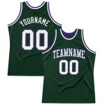 Personalized Hunter Green Basketball Jersey - White-Purple Authentic Throwback Style Personalized Hunter Green White-Purple