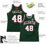 Personalized Authentic Basketball Jersey in Hunter Green with White-Red Accents Personalized Hunter Green White-Red Authentic