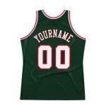 Personalized Authentic Basketball Jersey in Hunter Green with White-Red Accents Personalized Hunter Green White-Red Authentic