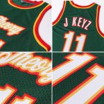 Custom Team Basketball Jersey with Personalized Name and Number - Authentic Throwback in Hunter Green with White-Red Accents
