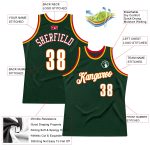 Custom Team Basketball Jersey with Personalized Name and Number - Authentic Throwback in Hunter Green with White-Red Accents