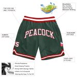 Custom Name and Number Authentic Basketball Shorts in Hunter Green White-Red - Personalized Throwback Team Gear Personalized