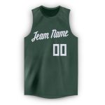 Personalized Hunter Green Basketball Jersey with Round Neck Design Personalized Hunter Green White Round Neck Basketball