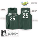 Custom Basketball Jersey with Personalized Name and Number - Hunter Green White Round Neck Personalized Hunter Green White