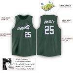 Personalized Hunter Green Basketball Jersey with Round Neck Design Personalized Hunter Green White Round Neck Basketball