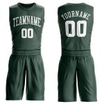 Personalized Hunter Green Basketball Jersey for Men, Round Neck Suit Design Personalized Hunter Green White Round Neck Suit
