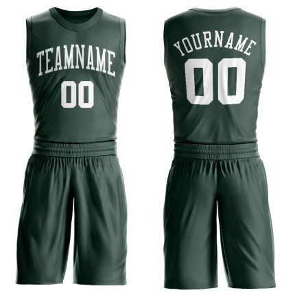 Personalized Hunter Green Basketball Jersey for Men, Round Neck Suit Design Personalized Hunter Green White Round Neck Suit