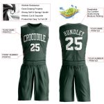 Personalized Hunter Green Basketball Jersey for Men, Round Neck Suit Design Personalized Hunter Green White Round Neck Suit