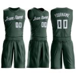 Custom Name and Number Basketball Jersey for Team, Hunter Green and White Round Neck Style Personalized Hunter Green White