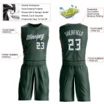 Custom Name and Number Basketball Jersey for Team, Hunter Green and White Round Neck Style Personalized Hunter Green White
