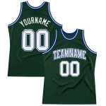 Custom Name Number Authentic Throwback Basketball Jersey Hunter Green White-Royal Personalized Hunter Green White-Royal Authentic