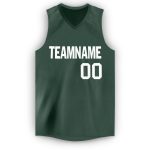 Personalized V-Neck Basketball Jersey in Hunter Green and White for Men and Women Personalized Hunter Green White V-Neck