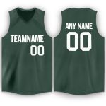 Personalized V-Neck Basketball Jersey in Hunter Green and White for Men and Women Personalized Hunter Green White V-Neck