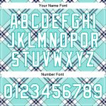 Custom Personalized 3D Aqua-Navy Check Bomber Varsity Jacket with Team Name and Number Full-Snap Personalized Ice Blue Aqua-Navy