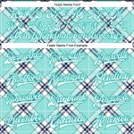 Custom Personalized 3D Aqua-Navy Check Bomber Varsity Jacket with Team Name and Number Full-Snap Personalized Ice Blue Aqua-Navy