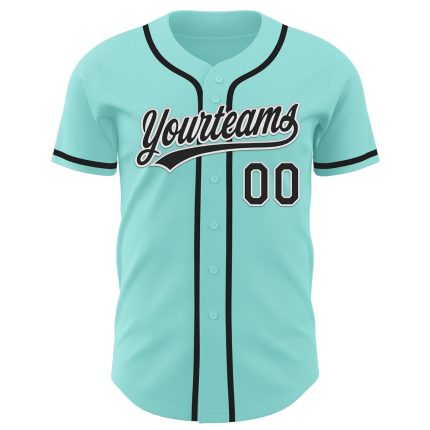 Custom Name and Number Baseball Jersey - Ice Blue Black-White Authentic Team Apparel Personalized Ice Blue Black-White Authentic