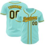 Custom Name and Number Ice Blue Yellow Black Authentic Baseball Jersey - Personalized Team Apparel Personalized Ice Blue