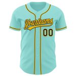 Custom Name and Number Ice Blue Yellow Black Authentic Baseball Jersey - Personalized Team Apparel Personalized Ice Blue