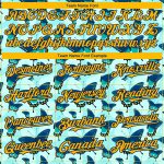 Custom Name Number Butterfly Baseball Jersey - Personalized Ice Blue Gold-Navy 3D Pattern Design Personalized Ice Blue Gold-Navy