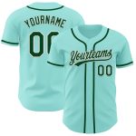 Custom Name and Number Authentic Baseball Jersey - Ice Blue Green White Team Design Personalized Ice Blue Green-White Authentic