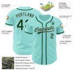 Custom Name and Number Authentic Baseball Jersey - Ice Blue Green White Team Design Personalized Ice Blue Green-White Authentic