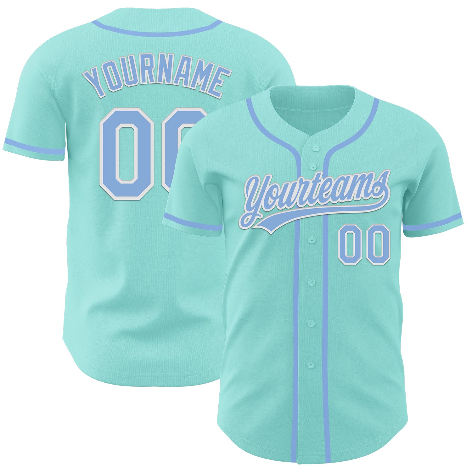 Customizable Light Blue Baseball Jersey with Name and Number - Personalized Ice Blue-White Authentic Team Jersey Personalized
