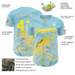 Custom Name and Number 3D Abstract Liquid Fluid Art Baseball Jersey - Personalized Ice Blue Yellow-White Design Personalized
