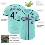 Custom Name Number Authentic Baseball Jersey - Personalized Ice Blue Navy White Personalized Ice Blue Navy-White Authentic