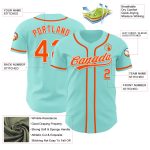 Custom Name and Number Baseball Jersey - Personalized Ice Blue Orange-White Authentic Personalized Ice Blue Orange-White