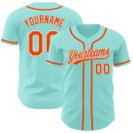 Custom Name and Number Baseball Jersey - Personalized Ice Blue Orange-White Authentic Personalized Ice Blue Orange-White