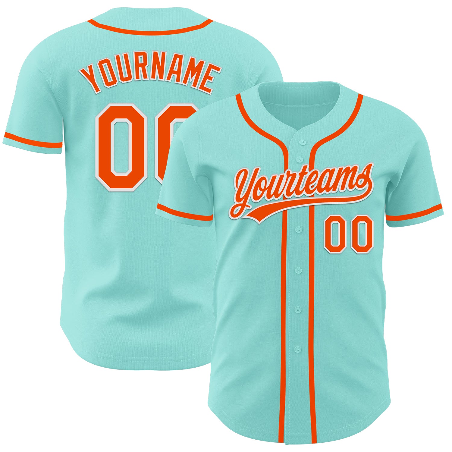 Custom Name and Number Baseball Jersey - Personalized Ice Blue Orange-White Authentic Personalized Ice Blue Orange-White