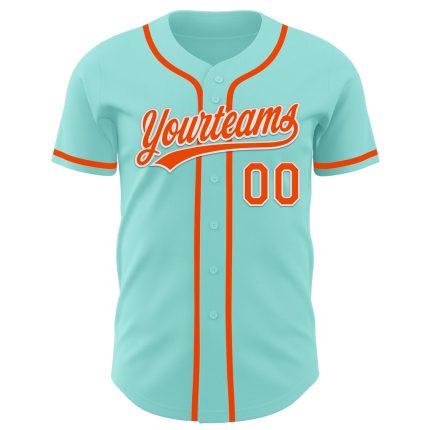 Custom Name and Number Baseball Jersey - Personalized Ice Blue Orange-White Authentic Personalized Ice Blue Orange-White