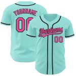 Custom Name and Number Baseball Jersey - Personalized Ice Blue Pink-Black Authentic Team Jersey Personalized Ice Blue Pink-Black