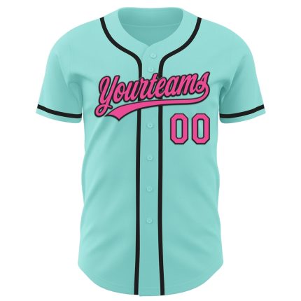 Custom Name and Number Baseball Jersey - Personalized Ice Blue Pink-Black Authentic Team Jersey Personalized Ice Blue Pink-Black