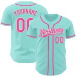 Custom Team Baseball Jersey with Personalized Name and Number - Ice Blue, Pink, White Authentic Design Personalized Ice Blue