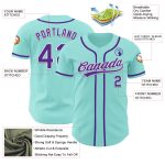 Customizable Ice Blue Purple White Baseball Jersey with Team Name and Number - Authentic Design Personalized Ice Blue Purple-White