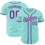 Customizable Ice Blue Purple White Baseball Jersey with Team Name and Number - Authentic Design Personalized Ice Blue Purple-White