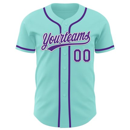 Customizable Ice Blue Purple White Baseball Jersey with Team Name and Number - Authentic Design Personalized Ice Blue Purple-White