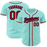 Custom Team Baseball Jersey - Personalized Ice Blue Red-Navy with Name & Number Personalized Ice Blue Red-Navy Authentic