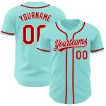 Custom Name and Number Authentic Baseball Jersey - Personalized Ice Blue Red-White Team Jersey Personalized Ice Blue Red-White