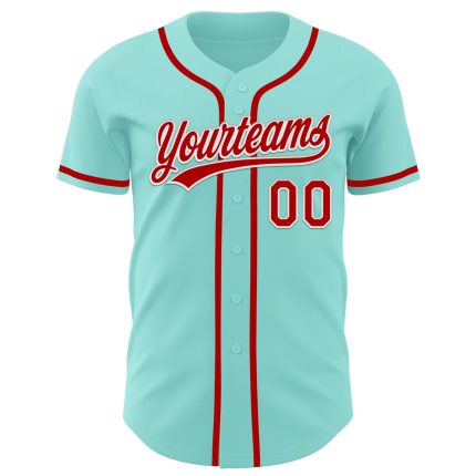 Custom Name and Number Authentic Baseball Jersey - Personalized Ice Blue Red-White Team Jersey Personalized Ice Blue Red-White