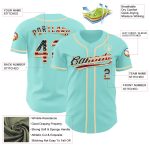 Custom Name and Number Vintage USA Flag Baseball Jersey - Ice Blue Cream Authentic Design Personalized Ice Blue Vintage USA