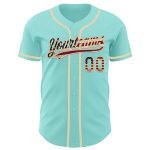 Custom Name and Number Vintage USA Flag Baseball Jersey - Ice Blue Cream Authentic Design Personalized Ice Blue Vintage USA