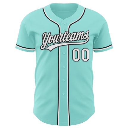 Custom Name and Number Baseball Jersey - Personalized Ice Blue White-Black Authentic Team Jersey Personalized Ice Blue White-Black